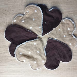 lot de 6 lingettes petits cœurs chauds